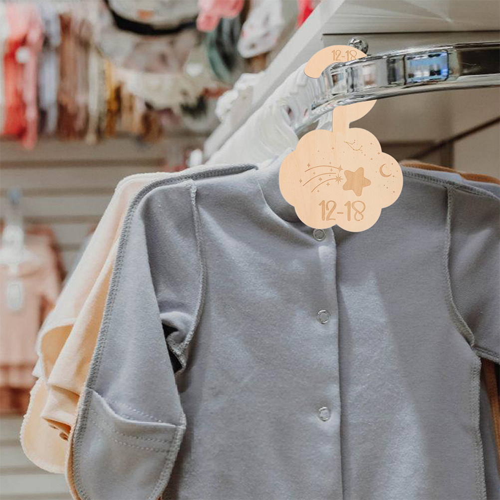 Baby Clothing Wardrobe - 14-teiliger Holz-Kleiderteiler im Wolken-Bären-Design für Babykleiderschränke,