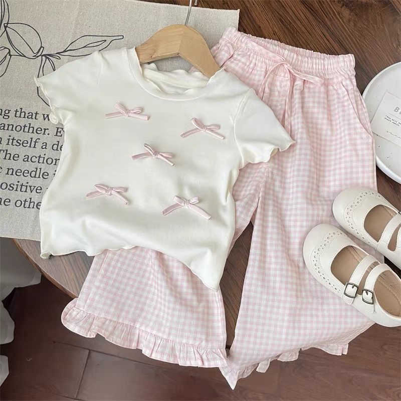 Baby Girl Clothing Zara - Kinder Kleidung Sets Bogen Kurzarm Top