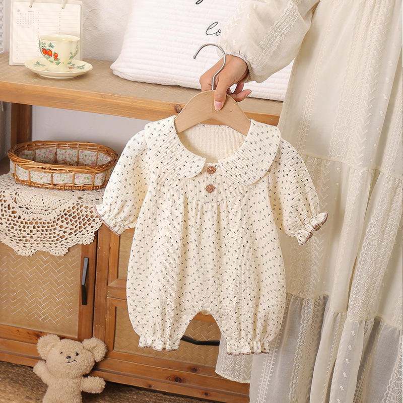 Baby Clothing Layers - Frühlings-Stil Bubble Cream Einlagiger Langarm-Jumpsuit für