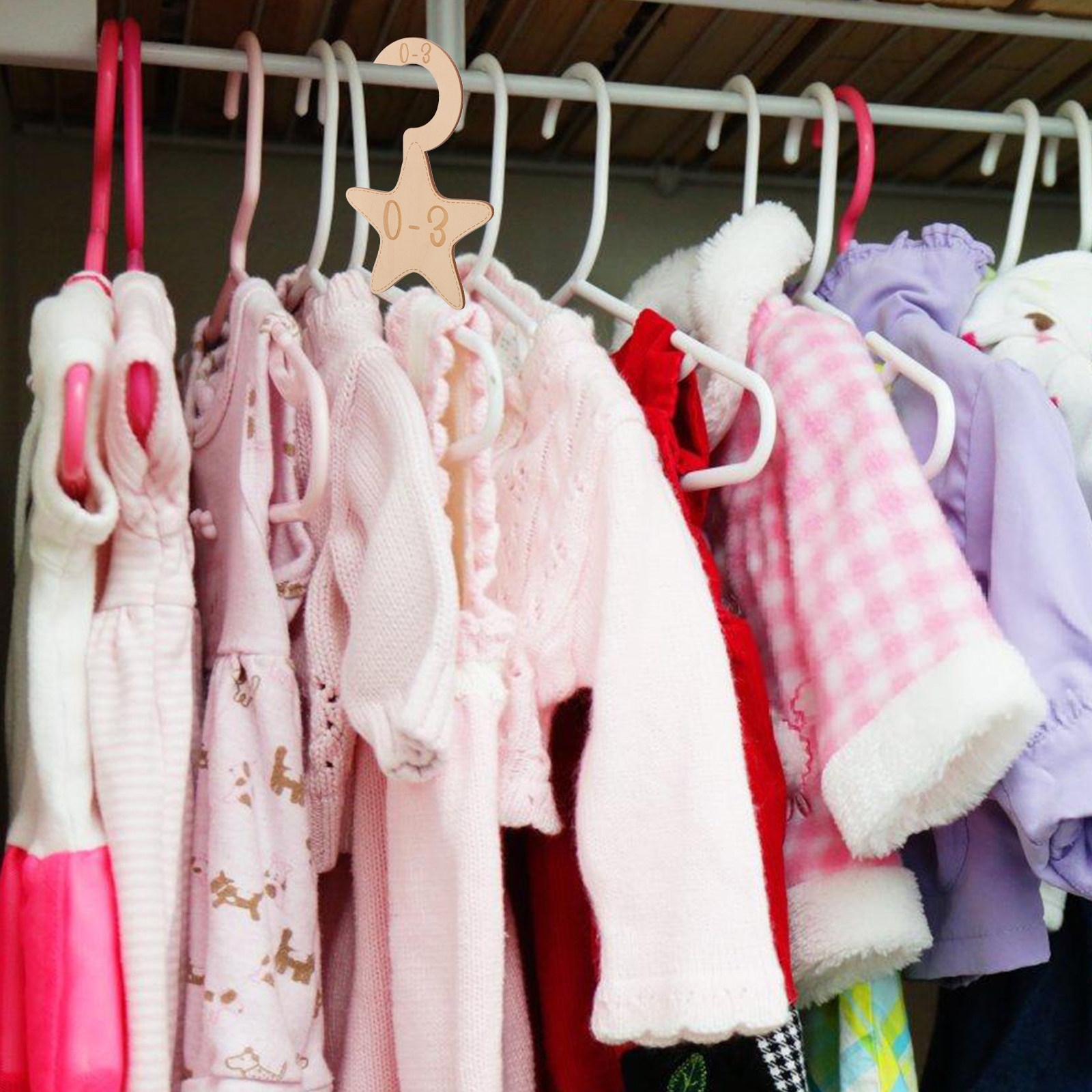 Baby Clothing Wardrobe - 7-teilige Baby-Kleider-Schrankteiler aus Holz, Größenteiler für