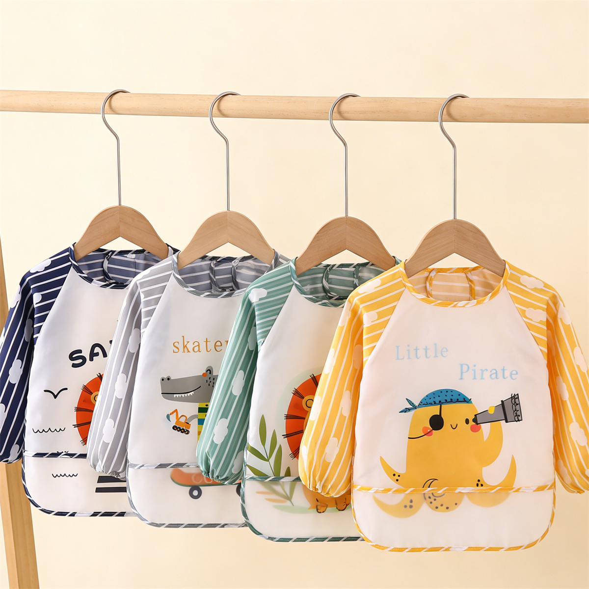 Baby Clothing Set - 2er-Set wasserdichte Langarm-Baby-Lätzchen, Kinder-Schürze, Langarm-Fütterungsschürze, Essensschürze