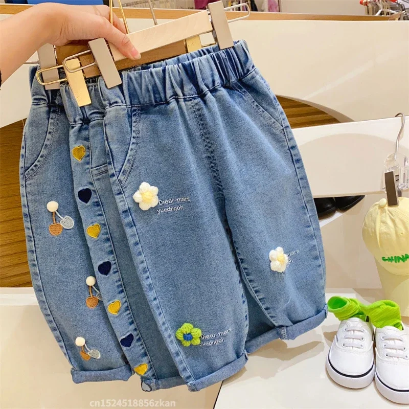 Baby Girl Clothing Zara - Bestickte Blumenmädchen-Jeans für Babys, Jungen, Kinder,