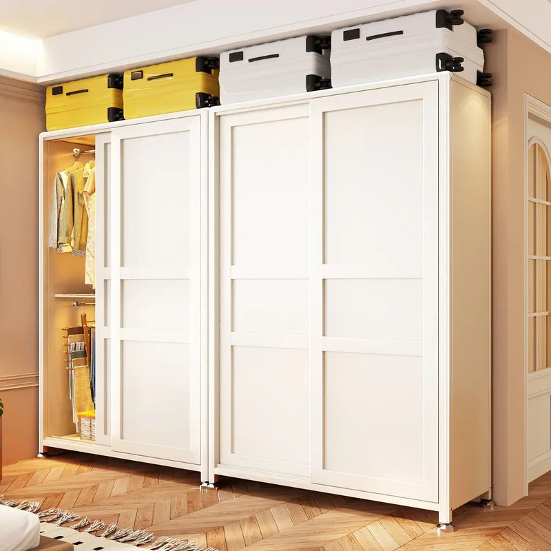 Baby Clothing Wardrobe - Stahlschrank für den Haushalt, Schlafzimmer-Schiebetürschrank, Kleiner