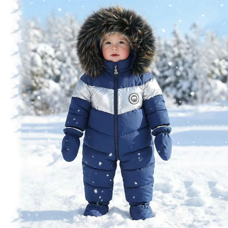 Baby Clothing Winter - Winter-Neugeborenen-Strampler mit Handschuhen, Warme Verdickte Babykleidung