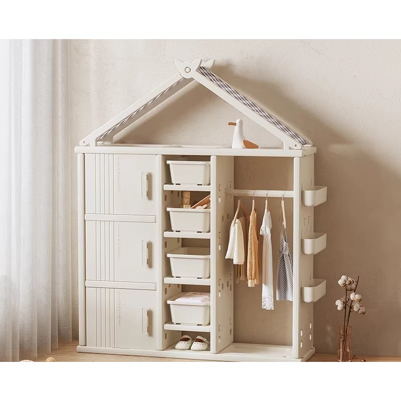 Baby Clothing Wardrobe - Kinder-Garderobenschrank, platzsparend, verstellbare Regale, einfache Montage,