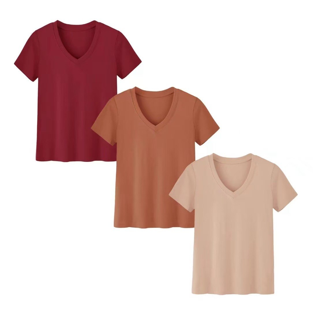 Summer Short Set - Damen Casual High-Neck Kurzarm Strick-Set T-Shirt