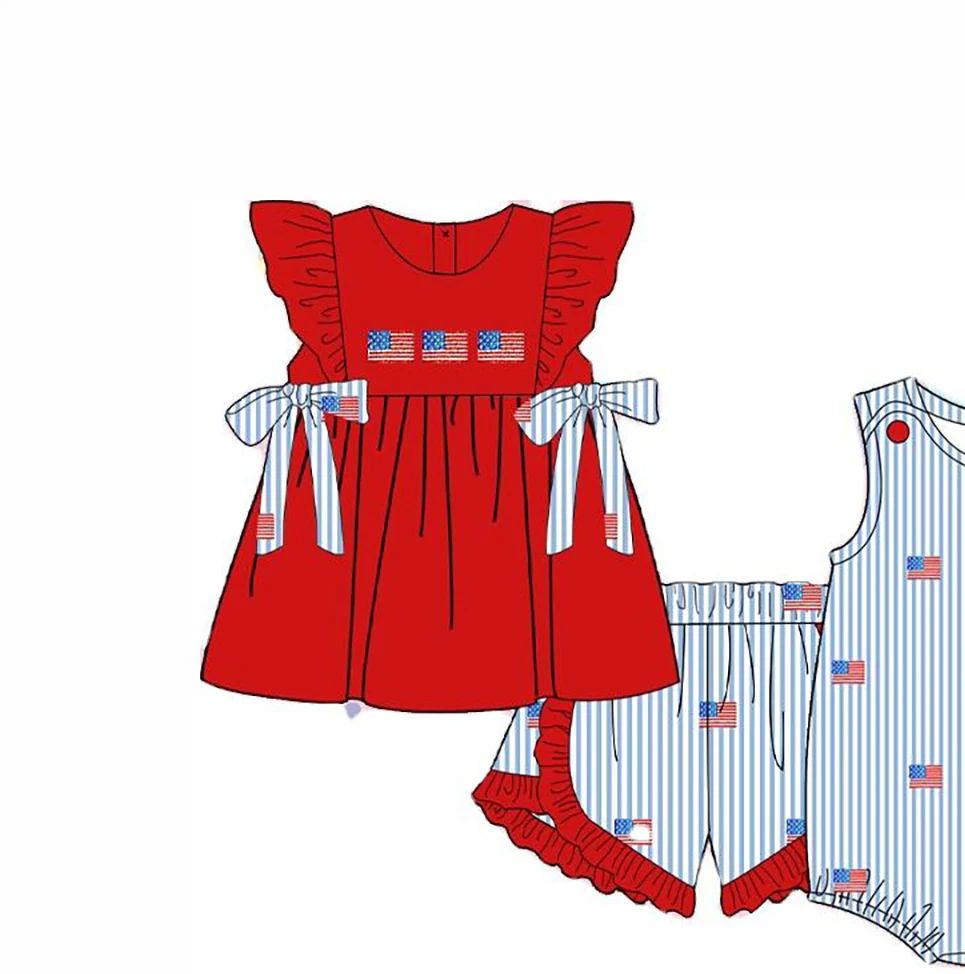 Baby Clothing High Quality - Hochwertige 4. Juli Kinderkleidung Bedrucktes Zweiteiler-Set